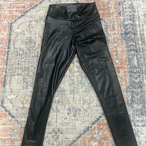 Black Faux Leather Leggings New With Tags stretchy - pleather